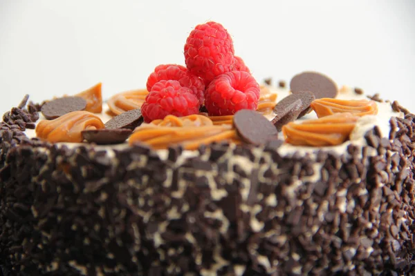 Шоколадный Торт Сливками Шоколадный Торт Сливками Шоколадом Шоколадный Торт Белой — стоковое фото