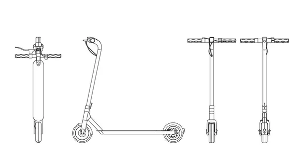 Elektrikli scooter motorunun vektör illüstrasyonu- çizgi sanatı