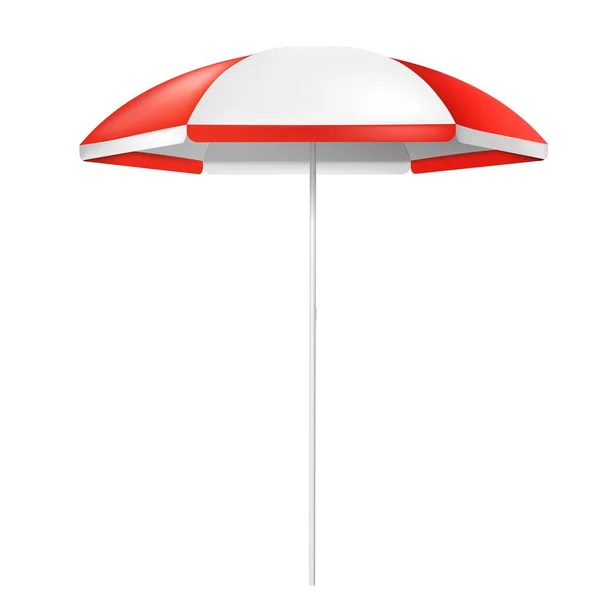 Vetor Praia Aberta Guarda Chuva Colorido Vermelho Branco — Vetor de Stock