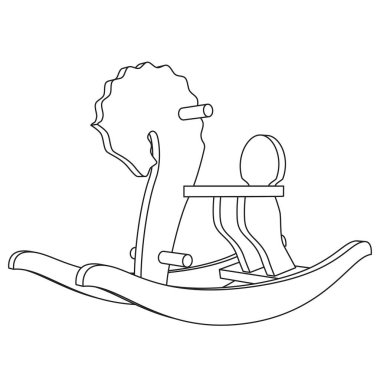 Vector sallanan at çocuk oyuncağı - sanat çizgisi illüstrasyonu