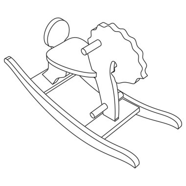 Vector sallanan at çocuk oyuncağı - sanat çizgisi illüstrasyonu