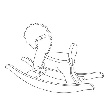 Vector sallanan at çocuk oyuncağı - sanat çizgisi illüstrasyonu