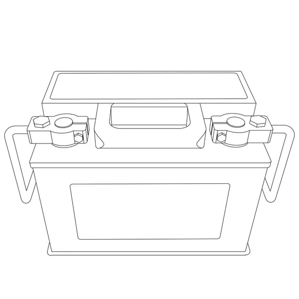 Vektor Autobatterie Mit Angeschlossenen Klemmen Zeilenkunst Illustration — Stockvektor