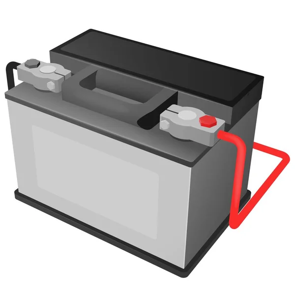 Vector Autobatterie Mit Angeschlossenen Klemmen — Stockvektor