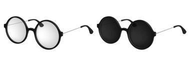 Vector pair of simple round glasses, spectacles for sun and read