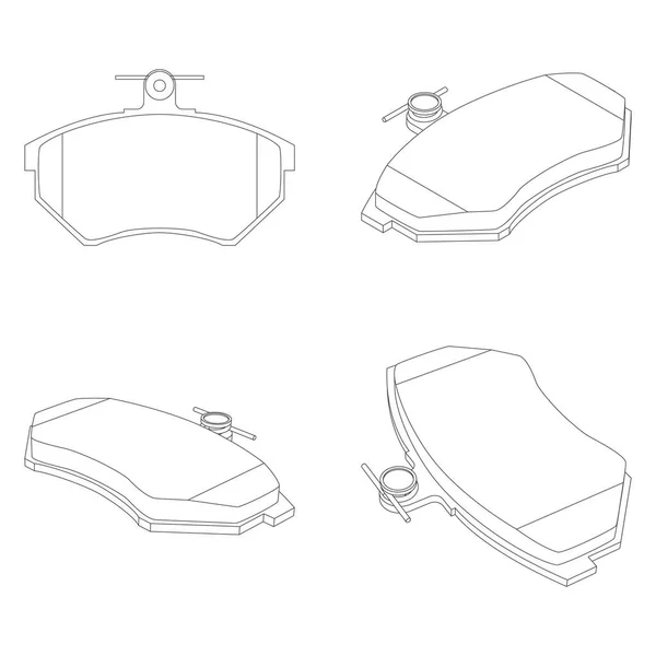 Vector Set New Car Break Pads Replacement Sensor — Stok Vektör