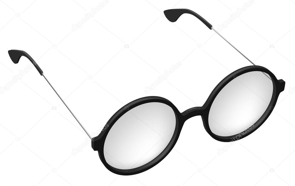 Vector simple round glasses spectacles isolated on white