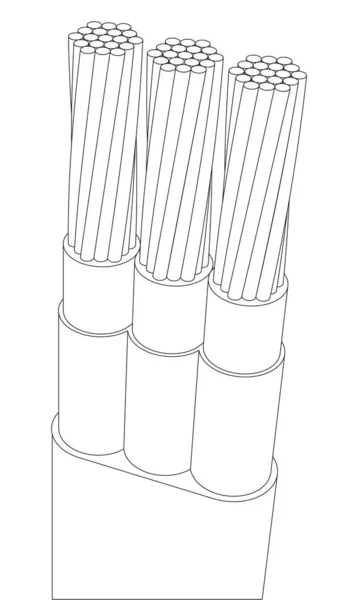 Vector Blindado Multicore Cable Eléctrico Línea Alambre Arte — Vector de stock