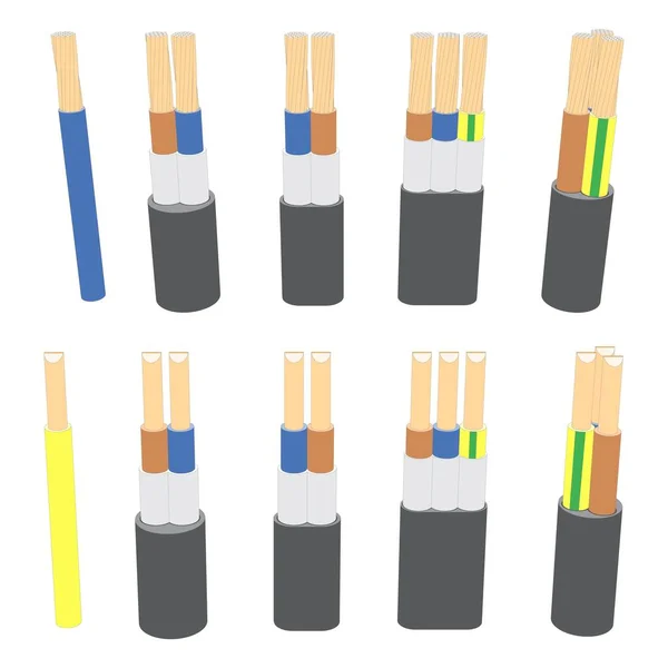 Zestaw Przewodów Elektrycznych Pancernych Wektorowych — Wektor stockowy