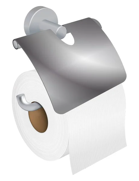 Vector Realistic Toilet Paper Roll Holder White Background — Stock Vector