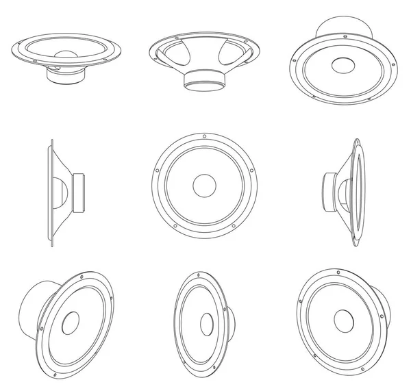 Vector araba hoparlörleri - farklı görüntüler, çizgi sanatı