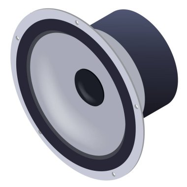 Vektör izometik renkli araba hoparlörü. İzole illüstrasyon