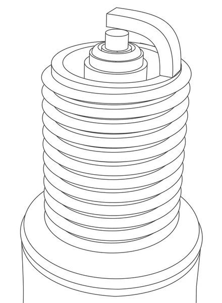 Fil Bougie Voiture Vectoriel Avec Illustration Contour Électrode — Image vectorielle