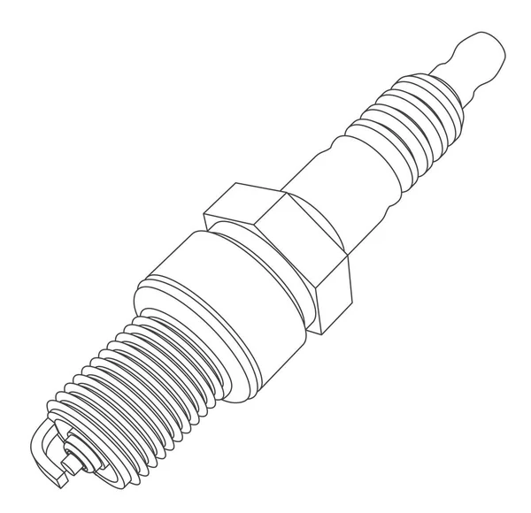 Bougie Allumage Détaillée Vectorielle Isolée Sur Illustration Contour Blanc — Image vectorielle