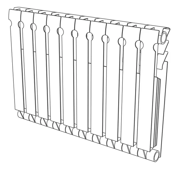 Vector Link Section Heating Radiator Back View — Stock Vector