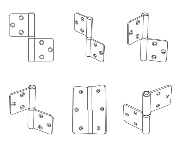 Vector Aço Fold Porta Dobradiça Esboço Ilustração — Vetor de Stock