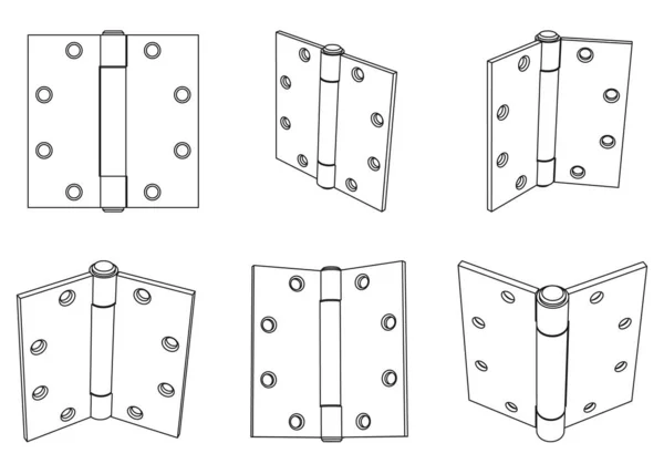 Vector Steel Butt Door Hinge Outline Illustration — Stockvektor