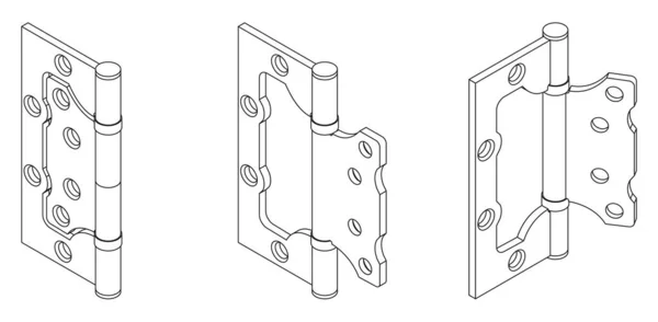 Vector Isometric Butterfly Door Hinge Outline Illustration — Stock Vector