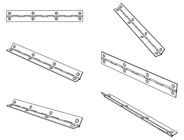 Vector Isometric Piano Continuous Door Hinge Outline Illustration — Stock Vector