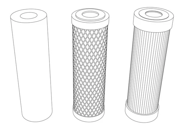 隔离的向量集的线形艺术滤水筒 — 图库矢量图片