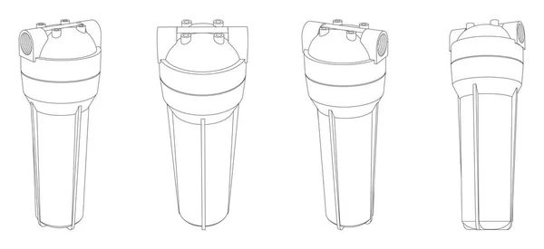 Vector Lijn Waterfilter Home Purification System — Stockvector