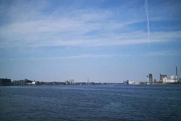 Haven Scandinavië Stad Met Brug — Stockfoto