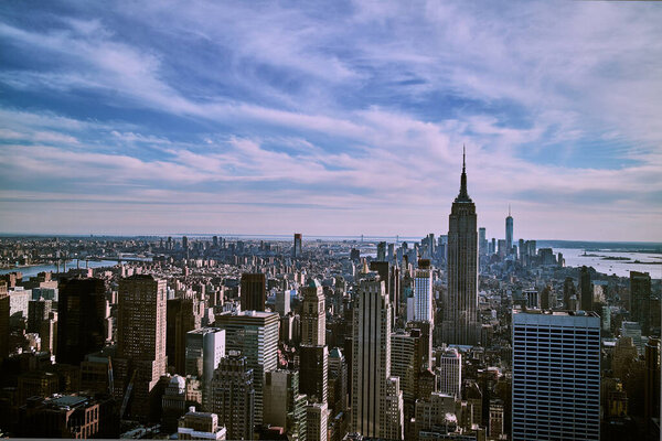 Skyscraper landscape aerial in new york city