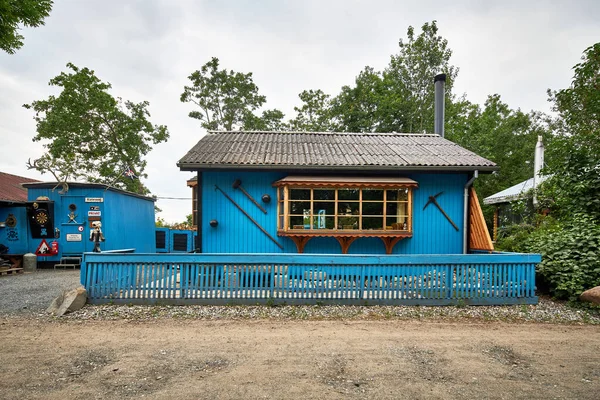 Una Pequeña Casa Pirata Azul Denmark —  Fotos de Stock