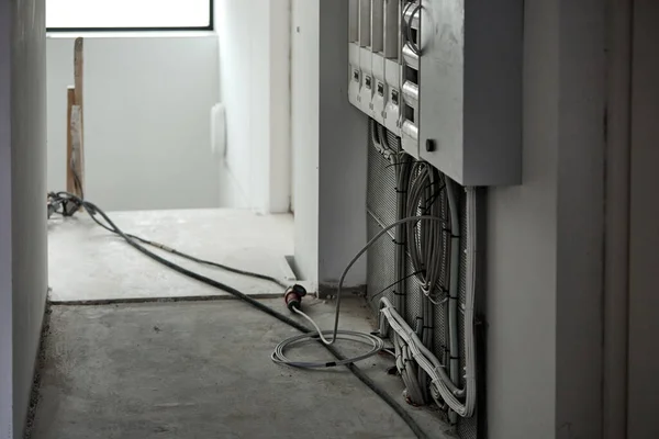 Industry Electric Wire Installation Building — Stock Photo, Image