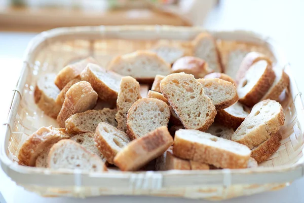 Fresh Crisp Bread Baking Sheet Table — Stock Photo, Image