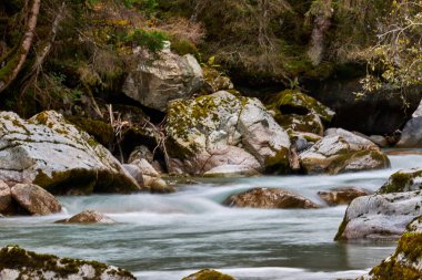 Güzel ve berrak su dağlarda bir dereden aşağı akıyor.
