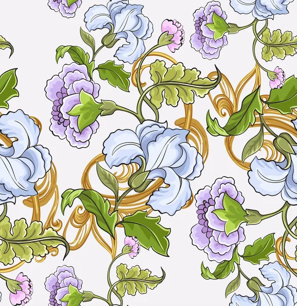 Beyaz bir arka plan üzerinde Barok desenli çiçek süsleme. — Stok Vektör
