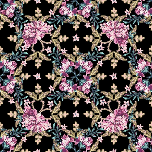 Floral seamless pattern in baroque style. — Stock Vector