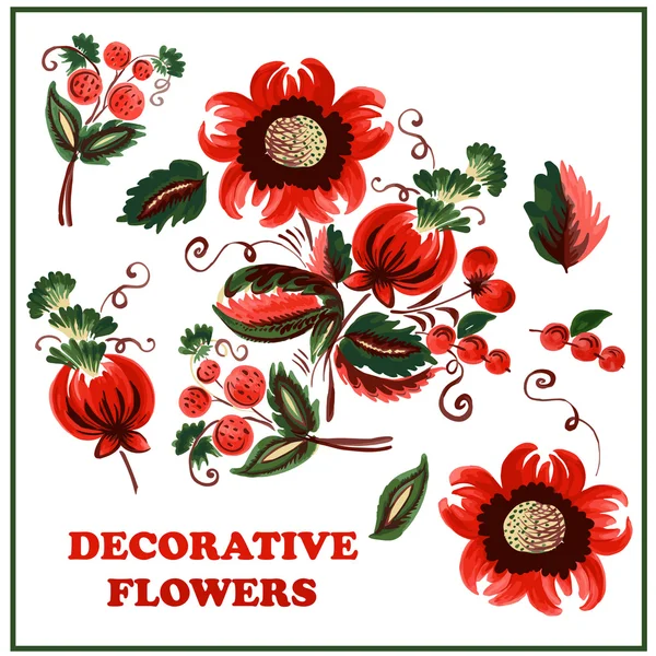 Flores decorativas e bagas — Vetor de Stock