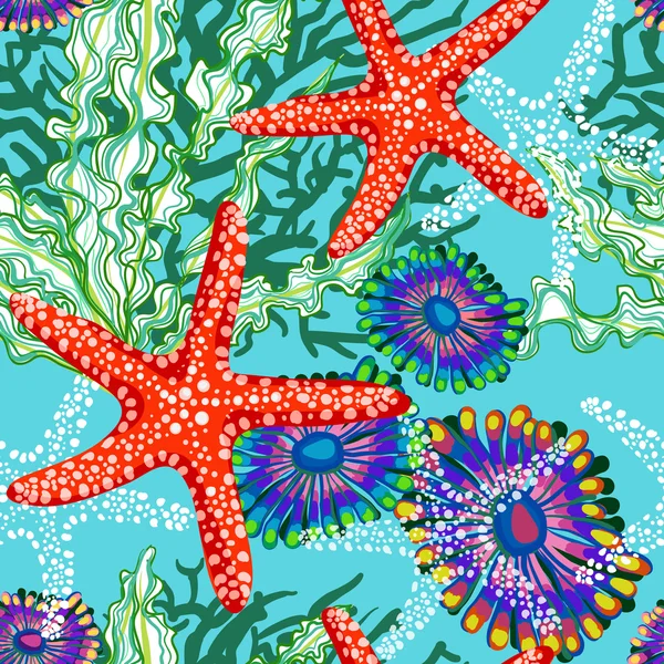 Vector pattern with sea underrwater floral — Stok Vektör