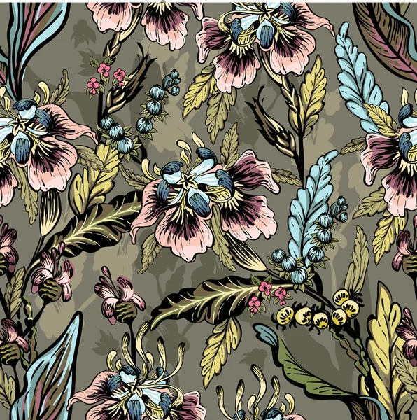 Patrón sin costura de flores decorativas — Archivo Imágenes Vectoriales