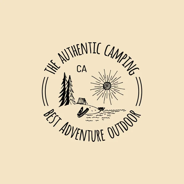 Vintage Hipster camping logotyp — Stock vektor