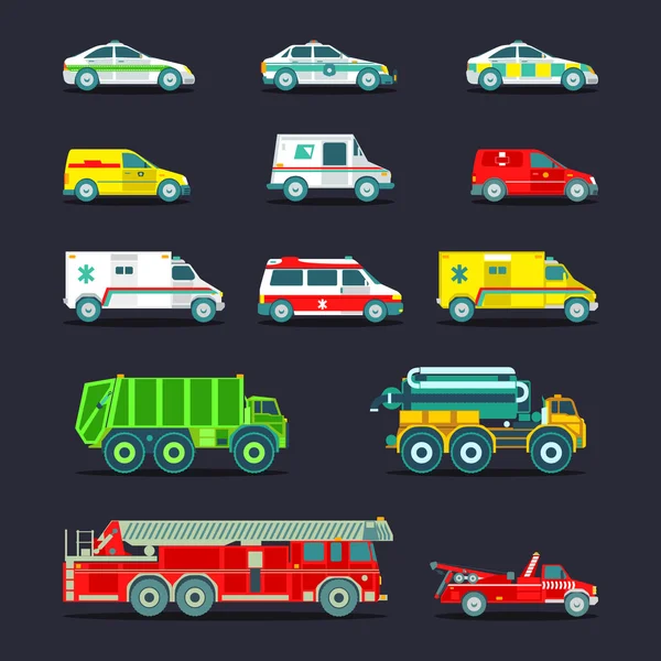 Municipal city service transport icons — Stock Vector