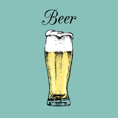 sketch of beer glass with foam