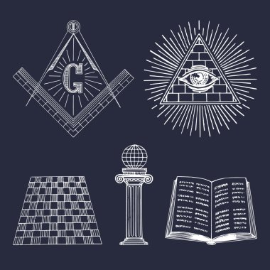 masonic symbols set clipart