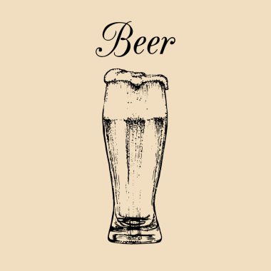 sketch of beer glass with foam
