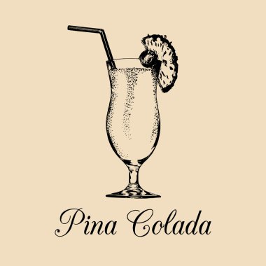 Pina colada cocktail sketch