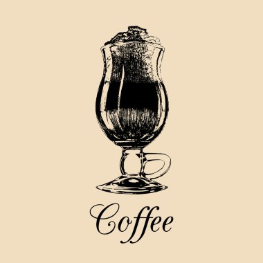 sketch of coffee glass with foam