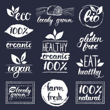 healthy eat retro logos set