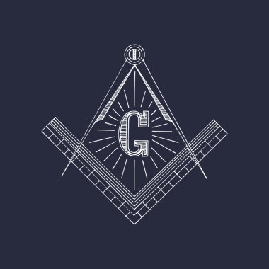 Engraving masonic logo emblem clipart