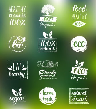 healthy eat retro logos set