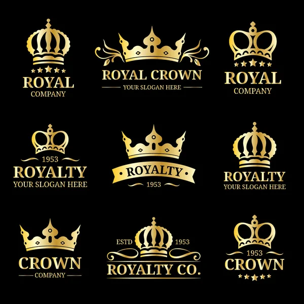 Crowns vintage monograms set — Stock Vector