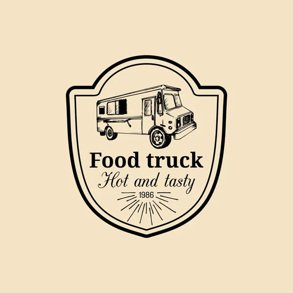 Знак хипстерского фургона с едой — стоковый вектор