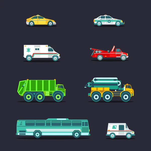 Servicios municipales iconos del transporte urbano — Vector de stock