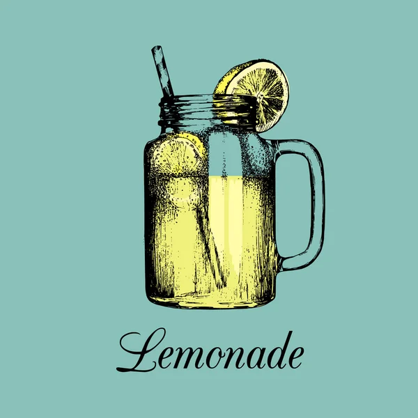 Kavanoz içinde ev yapımı limonata — Stok Vektör